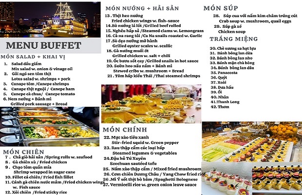ăn tối trên du thuyền sông Sài Gòn - menu buffet