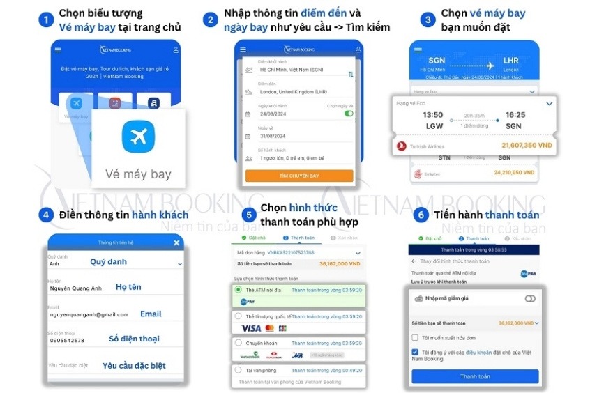 Hệ th&ocirc;ng đặt v&eacute; m&aacute;y bay nhanh ch&oacute;ng v&agrave; thuận tiện tại Vietnam Booking