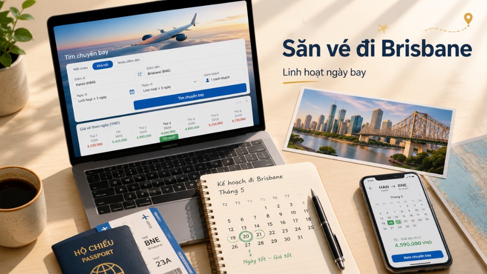 H&agrave;nh kh&aacute;ch tra cứu gi&aacute; v&eacute; m&aacute;y bay đi Brisbane v&agrave; so s&aacute;nh lịch bay tr&ecirc;n thiết bị c&aacute; nh&acirc;n