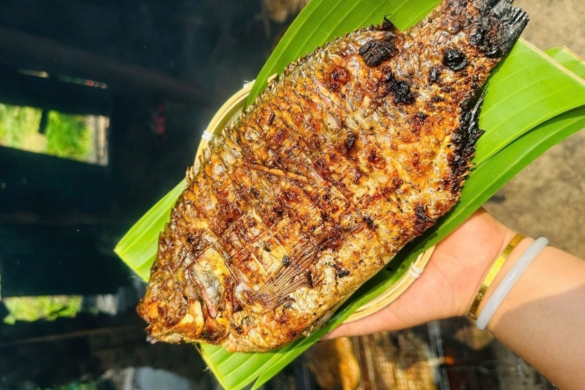 Pa pỉnh tộp một m&oacute;n c&aacute; nướng truyền thống của người Th&aacute;i tại Điện Bi&ecirc;n