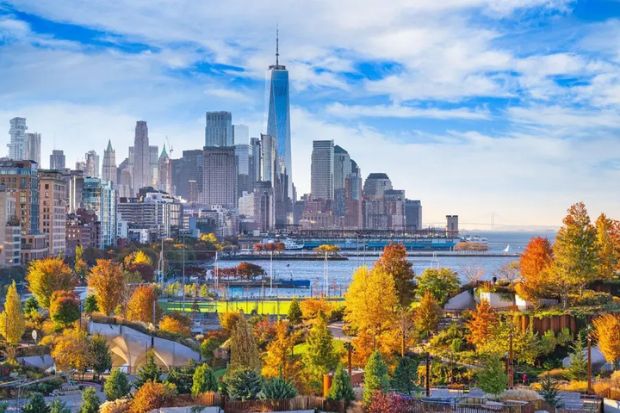 To&agrave;n cảnh Lower Manhattan v&agrave;o m&ugrave;a thu, New York City