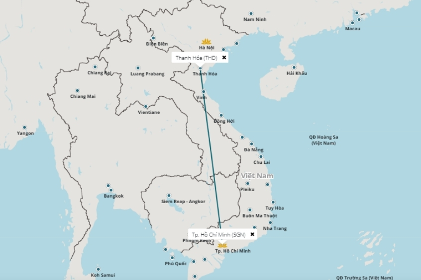 Chặng&nbsp;bay thẳng&nbsp;TP. Hồ&nbsp;Ch&iacute;&nbsp;Minh - Thanh H&oacute;a, r&uacute;t&nbsp;ngắn thời&nbsp;gian kết nối&nbsp;Trung - Nam
