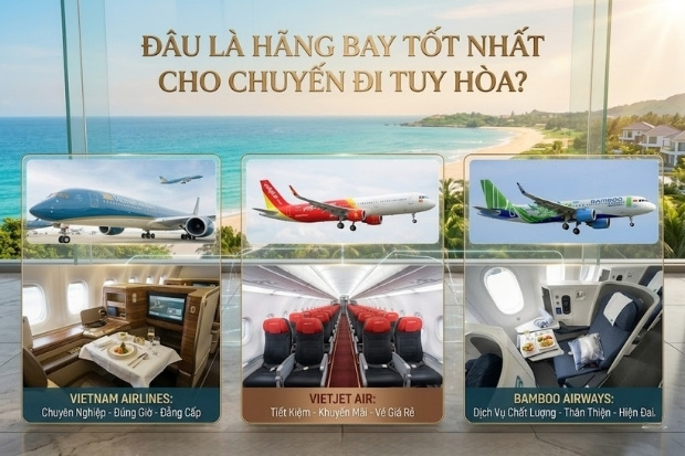 Cả ba h&atilde;ng h&agrave;ng kh&ocirc;ng nội địa lớn đều khai th&aacute;c đường bay Tuy H&ograve;a