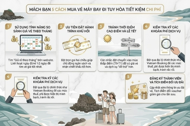Bỏ t&uacute;i ngay 5 b&iacute; quyết cực kỳ hữu &iacute;ch đặt v&eacute; m&aacute;y bay đi Tuy H&ograve;a