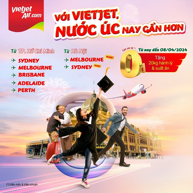 bay &Uacute;c 0 đồng c&ugrave;ng Vietjet Air 