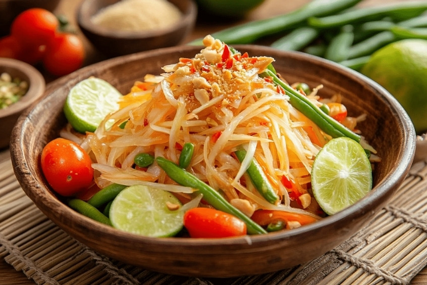 Tam Mak Hoong - M&oacute;n gỏi đu đủ xanh gi&atilde; đặc sản nổi tiếng của L&agrave;o