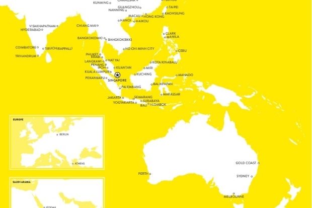 C&aacute;c điểm đến phổ biến tại Ch&acirc;u &Aacute;, Ch&acirc;u &Uacute;c v&agrave; Ch&acirc;u &Acirc;u trong mạng lưới khai th&aacute;c v&eacute; m&aacute;y bay Scoot