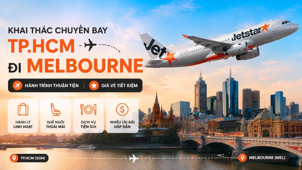 M&aacute;y bay Jetstar Airways tr&ecirc;n h&agrave;nh tr&igrave;nh đến Melbourne