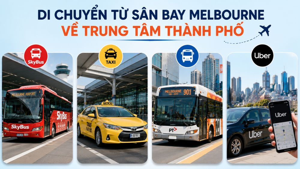 SkyBus, taxi v&agrave; Uber từ s&acirc;n bay Melbourne về trung t&acirc;m th&agrave;nh phố