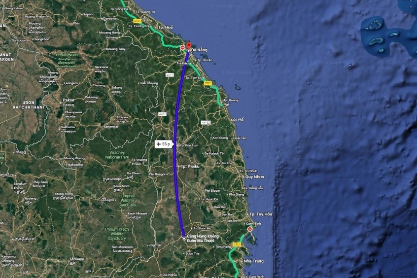 Thời gian chuyến bay từ Bu&ocirc;n Ma Thuột đi Đ&agrave; Nẵng khoảng 55 ph&uacute;t