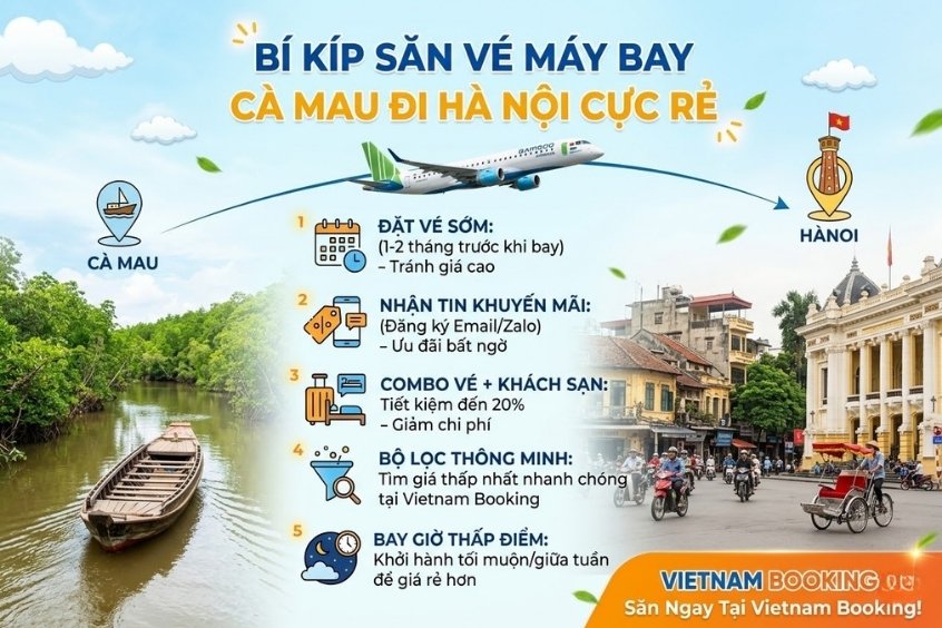 v&eacute; m&aacute;y bay từ C&agrave; Mau đi H&agrave; Nội
