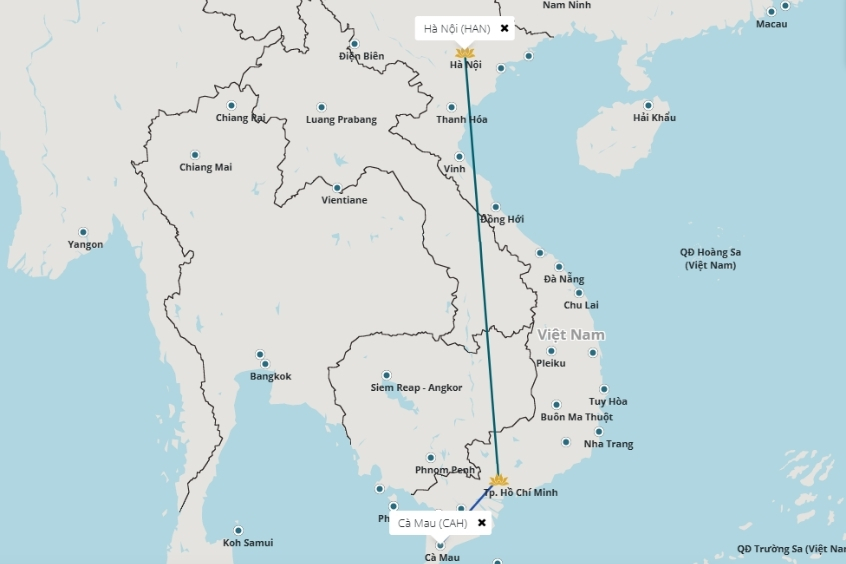 v&eacute; m&aacute;y bay từ C&agrave; Mau đi H&agrave; Nội