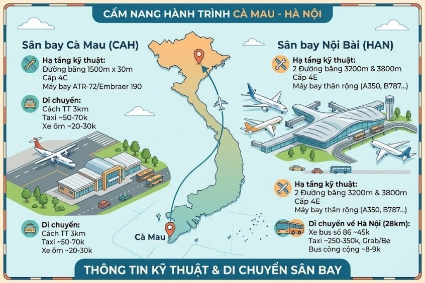 v&eacute; m&aacute;y bay từ C&agrave; Mau đi H&agrave; Nội