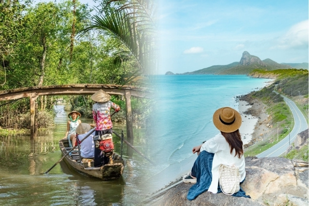 Sự kh&aacute;c biệt giữa n&eacute;t b&igrave;nh dị s&ocirc;ng nước Cần Thơ v&agrave; vẻ đẹp biển đảo ph&oacute;ng kho&aacute;ng của C&ocirc;n Đảo