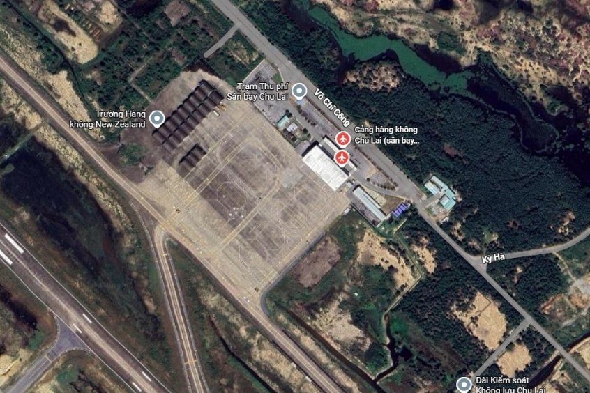 To&agrave;n cảnh bản đồ vệ tinh Cảng h&agrave;ng kh&ocirc;ng Chu Lai
