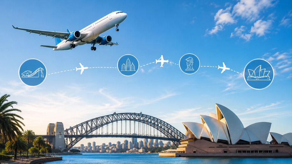 Lộ tr&igrave;nh bay nối chuyến từ Đ&agrave; Nẵng đến Sydney qua TP.HCM Singapore v&agrave; Kuala Lumpur
