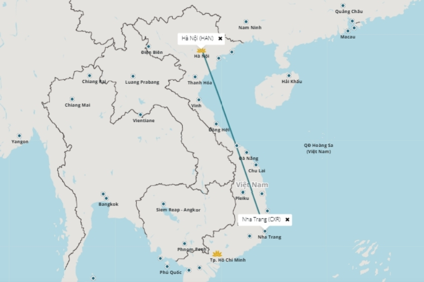 Tuyến bay H&agrave; Nội - Nha Trang, một trong những tuyến đường du lịch v&agrave; thương mại bận rộn nhất tại Việt Nam