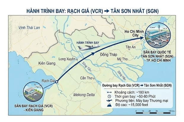 Th&ocirc;ng tin vhi tiết h&agrave;nh tr&igrave;nh bay từ Rạch Gi&aacute; đến TP. Hồ Ch&iacute; Minh