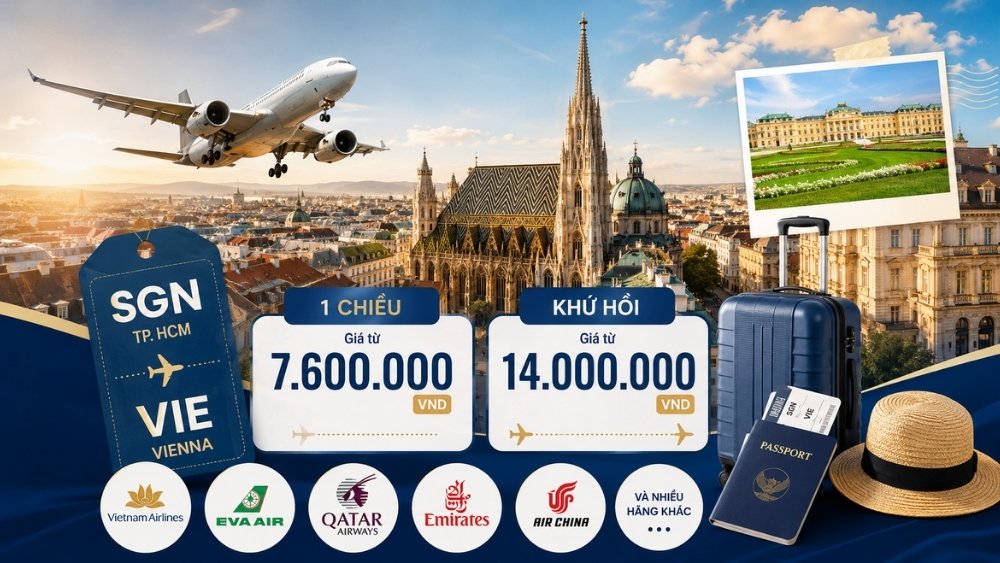 Gi&aacute; v&eacute; m&aacute;y bay từ TP.HCM đi Vienna mới nhất