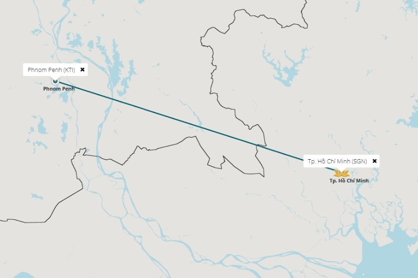 H&agrave;nh tr&igrave;nh đường bay từ s&acirc;n bay T&acirc;n Sơn Nhất đến S&acirc;n bay Phnom Penh