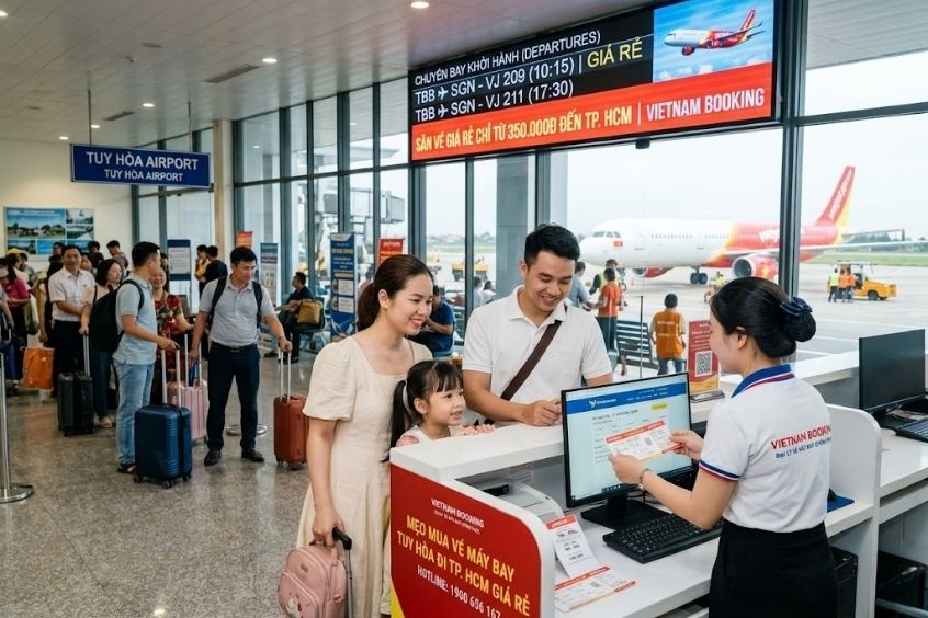 Mẹo mua v&eacute; m&aacute;y bay từ Tuy H&ograve;a đi TP. Hồ Ch&iacute; Minh gi&aacute; rẻ