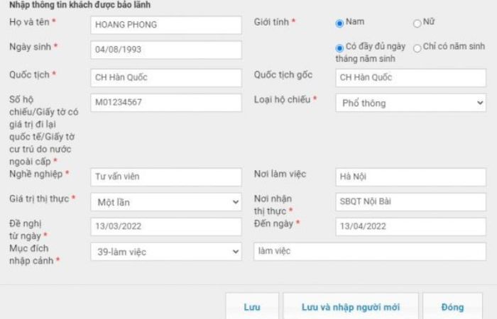 th&ocirc;ng tin c&aacute; nh&acirc;n của người nước ngo&agrave;i mẫu NA2