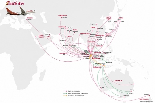 V&eacute; m&aacute;y bay Batik Air Malaysia khai th&aacute;c nhiều chặng bay nội địa v&agrave; quốc tế