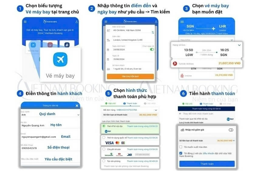 Hệ thống đặt v&eacute; m&aacute;y bay từ Bu&ocirc;n Ma Thuột đi H&agrave; Nội minh bạch v&agrave; tiện lợi tại Vietnam Booking