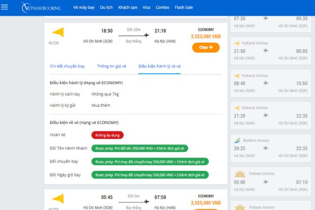 Kiểm tra thông tin vé máy bay