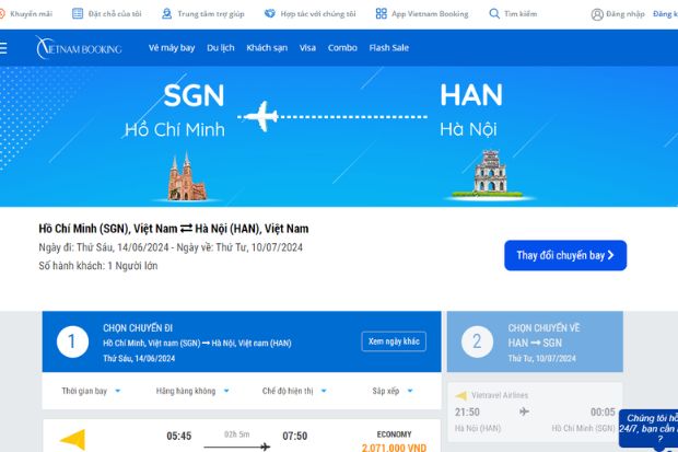 Săn vé máy bay đi Hà Nội