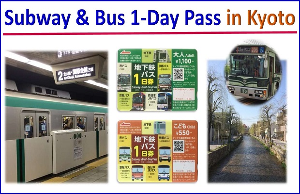 Phân biệt các loại thẻ phương tiện công cộng Nhật Bản - Kyoto subway & bus 1 day pass