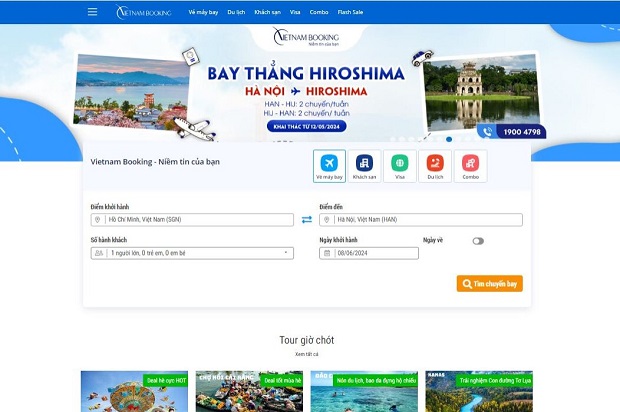 Trang web đặt vé máy bay của Vietnam Booking còn có tin tức những khuyến mãi mới nhất trong tháng. Săn vé máy bay Đà Nẵng Hà Nội