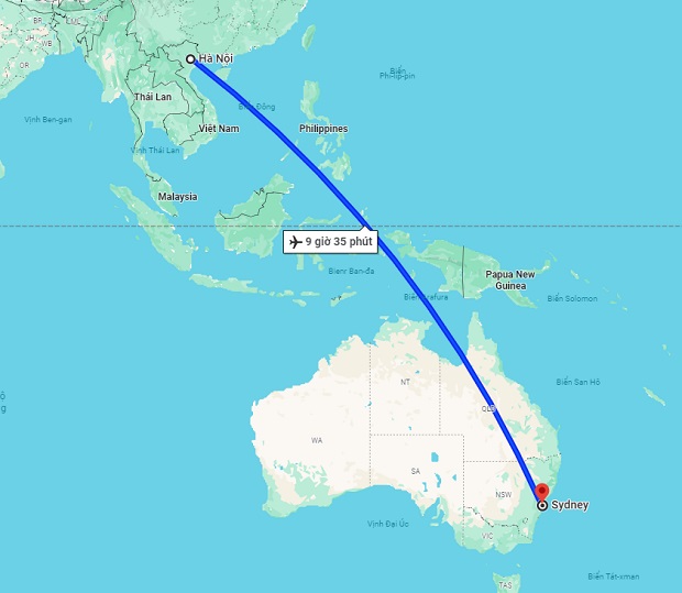 Thời gian bay từ Hà Nội đến Sydney
