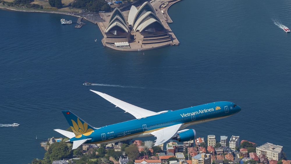 M&aacute;y bay Vietnam Airlines tr&ecirc;n h&agrave;nh tr&igrave;nh từ Việt Nam đến Sydney