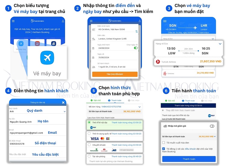 Cách đặt vé máy bay tại Vietnam Booking
