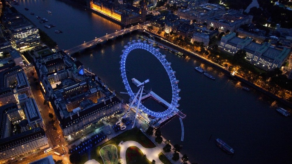 To&agrave;n cảnh v&ograve;ng quay London Eye rực rỡ &aacute;nh đ&egrave;n về đ&ecirc;m&nbsp;