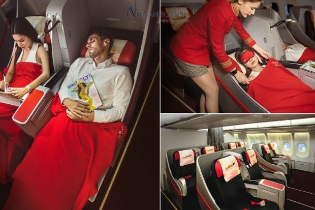 Vietjet Air sẽ luôn đảm bảo sự thoải mái cho tất cả hành khách trong suốt quãng đường bay từ Sài Gòn đến Hà Nội. Tiện ích trên máy bay Vietjet Air