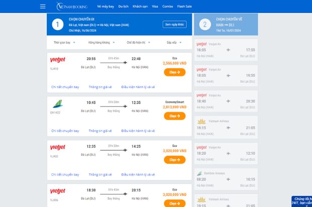 Đặt vé máy bay Đà Lạt đi Hà Nội online tại Vietnambooking.com