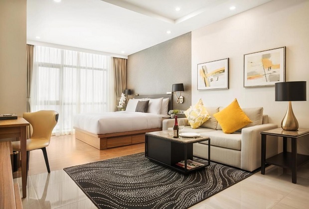 phòng nghỉ tại Oakwood Residence Saigon