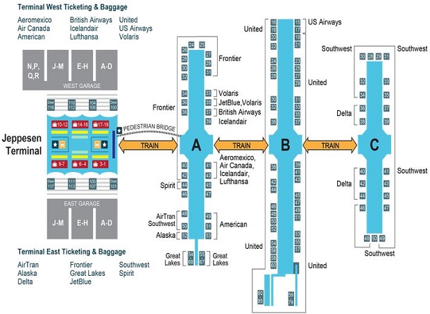 Sơ đồ hệ thống ph&ograve;ng chờ s&acirc;n bay Denver