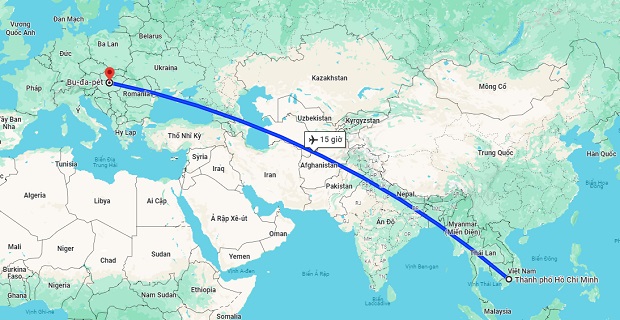 Thời gian bay từ TpHCM&nbsp;đi Budapest