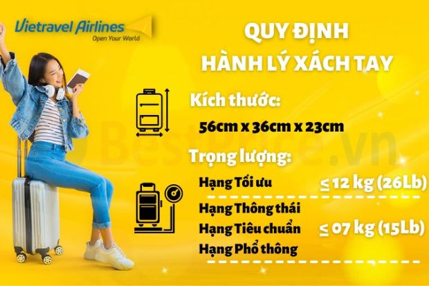 Vietravel Airlines có quy định chi tiết hạn mức hành lý xách tay và ký gửi cho từng hạng vé. Quy định hành lý của Vietravel Airlines