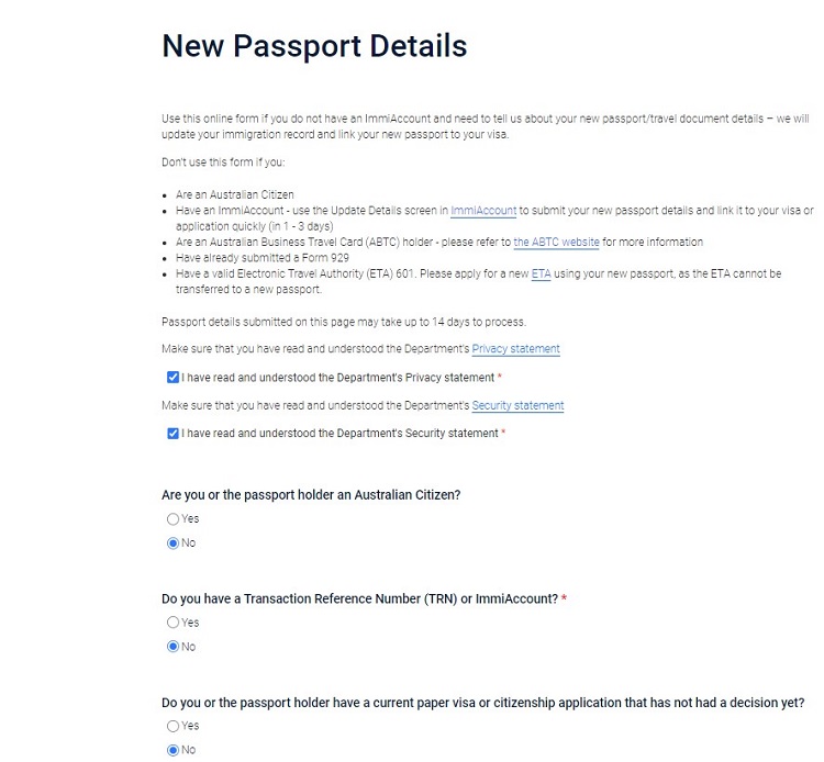 trả&nbsp;lời c&aacute;c th&ocirc;ng tin thay đổi hộ chiếu