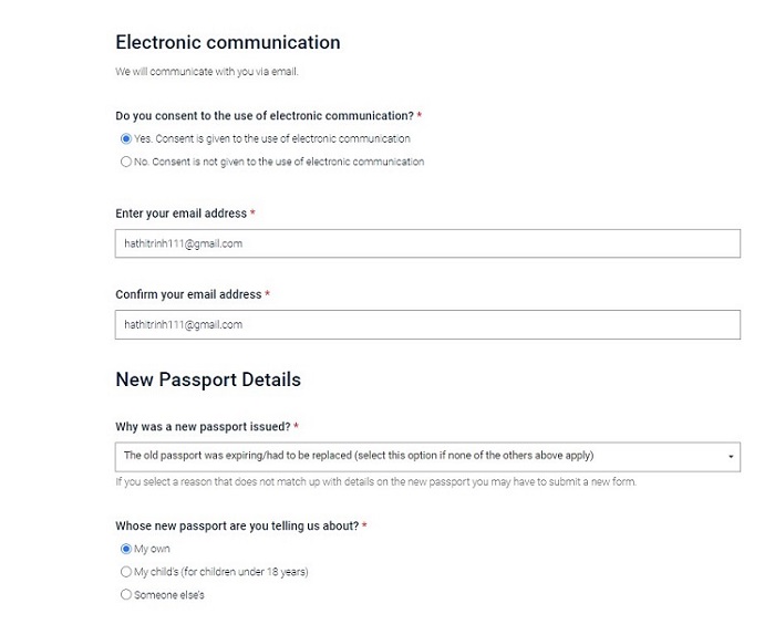 bước 2 nhập th&ocirc;ng tin hộ chiếu