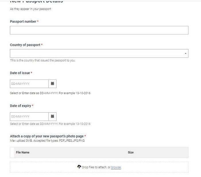 th&ocirc;ng tin hộ chiếu mới
