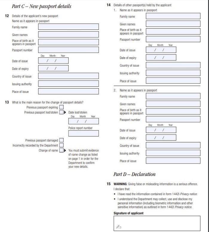 th&ocirc;ng tin thay đổi hộ chiếu