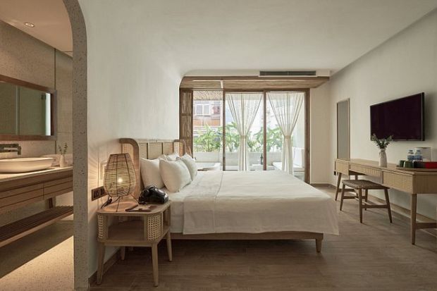Phòng ngủ của khách sạn Sky Gem Sora Sài Gòn