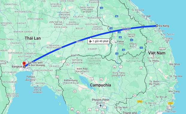 Thời gian bay từ Đà Nẵng đến Bangkok