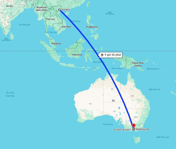 Thời gian bay từ Hà Nội đi Melbourne