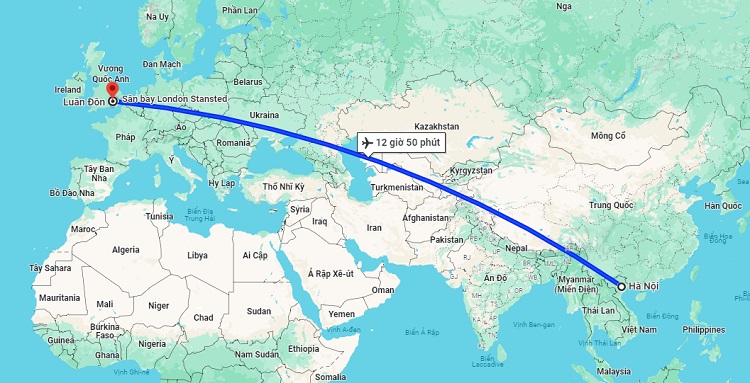 Thời gian bay từ Việt Nam đến Anh